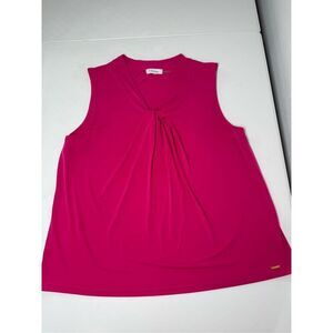 Calvin Klien Pleated Crew Neck Knit Tank Pink Sz 2X